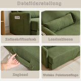 Canapé convertible 165 x 92 x 82 cm, canapé lit 2 places avec matelas en mousse, tissu velours côtelé, canapé compressible pliable 2 en 1 avec poches latérales - Idéal pour les petits espaces, Vert