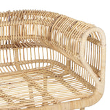 Beliani Fauteuil Design en Rotin Naturel avec Accoudoirs Décoratifs et Coussins Beiges pour Chambre Salon ou Jardin au Style Boho et Rustique