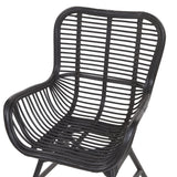 Chaise Fauteuil en Rotin Noir Confortable et très Décorative pour Chambre ou Salon au Style Boho et Rustique Beliani