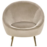 Beliani Fauteuil en Velours Taupe et Métal Forme Ronde Rembourré en Mousse Style Elégant Langa