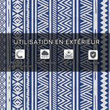 Outsunny Tapis extérieur Style Graphique - Tapis réversible 2 Motifs - dim. 2,74L x 1,82l m - PP Haute densité 310 g/m² Bleu et Blanc