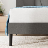 Zinus Maya Sommier 160x200 cm avec Lattes en Bois - Hauteur 30 cm - Tête & Cadre de Lit Double Tapissier - Montage Facile - Gris Foncé