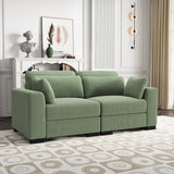 MIOOSUT Canape 2 Places Convertible, Canapé Moderne, Canapé Modulable, Meuble Rembourré Design Moderne, avec Coussin, Tissu Velours Côtelé, Salon (Vert, 2 Places)