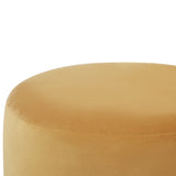 Beliani Pouf de Forme Cylindrique fabriqué en Velours Jaune avec Base Métallique Doré pour Salon ou Chambre Glamour et Moderne