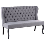 Canapé Banquette 2 Places en Tissu Gris Foncé avec Piétement Noir en Bois et Haut Dossier Capitonné pour Salon ou Couloir Vintage Classique Beliani