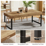 Tribesigns Table de salle à manger rectangulaire industrielle pour 4 à 6 personnes, 140 cm Table à Manger, avec pieds en métal robustes pour la maison, la salle à manger, petit espace, marron rustique
