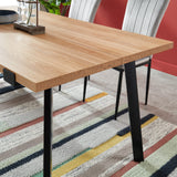 BAÏTA Table à Manger Felix - Effet Bois et métal Noir - L160cm - 4 Personnes