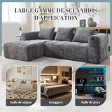 Yihomfy 250cm Canapé d'angle Convertible,Canapé-lit d'angle modulable en Forme de L,Canape Compressé,Canapé 3 Places Modulable avec Coussins, Poche Latérale,Canapé 2 Places + Coin Méridienne,Gris