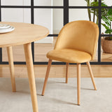 BAÏTA Lot de 2 chaises Macaron Velours Ocre Pieds hêtre Massif