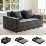 MAXYOYO Canapé-Lit Pliant, Méridienne en Velours Côtelé, Sofa Convertible avec Porte-Gobelet et Coussin, Canapé-Lit de Compression pour Salon, Chambre ou Chambre d'amis