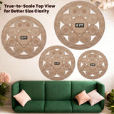 Craft Trade Naturel Bohème Rond Fleur Tapis en Jute Réversible Tressé Tapis de Jute Lavable Tissé à la Main Décor pour Cuisine Salon et Chambre - 150 cm
