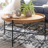 WOHNLING Table Basse 78x78x40 cm Table Basse Bois/métal Table de Salon chêne | Table de Chambre Design Ronde Moderne | Table Basse en Bois | Table de Salon