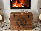 Uncle Joe's Caisse en Bois Coffre Table Basse Table d'appoint Vintage Style Shabby Chic Bois Massif Noyer