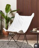 Fauteui Design Papillon avec Pieds en Épingle en Métal et Velours Blanc Nybro