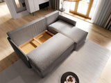 Masseno Canapé d'angle PERUSI avec Fonction Couchage Forme en L, Classique, avec Coffre de Rangement, Ensemble canapé de Salon - Beige