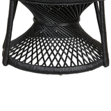 Beliani Fauteuil Style Bohème avec Coussin Assorti en Rotin Noir Emmanuelle