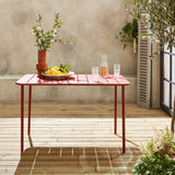 Alice's Garden - Table de Jardin métal 4 Places. Terracotta. Amelia. 120x70cm. Traitement antirouille. Lattes et Bords arrondis