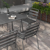 Outsunny Salon de Jardin extérieur Ensemble Salle à Manger de Jardin 7 pièces avec 1 Table et 6 chaises empilables en Acier Gris