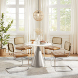 Zouron Chaises De Cuisine en Rotin Lot de 2, Chaises De Salle à Manger Modernes du Milieu du SièCle, Chaises De Cuisine sans Accoudoirs avec Dossier en Rotin Tressé, Pieds en MéTal, Marron