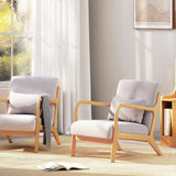 HOMCOM Fauteuil de Salon avec Cadre en Bois Massif Fauteuil Lounge - Assise Profonde - accoudoirs - Aspect Velours Gris