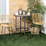 HOMCOM Lot de 2 tabourets de Bar Chaise de Bar Design bohème Hauteur 66 cm avec Repose-Pieds métal et Dossier cannage - Naturel
