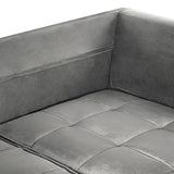 Canapé Moderne en Velours Gris d'Angle Gauche Pieds en Bois d'Eucalyptus Grena