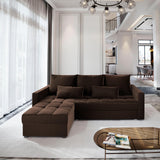 Masseno Canapé d'angle KOS PIK avec Fonction Couchage Forme en L, Moderne, avec Coffre de Rangement, Ensemble canapé de Salon - Marron