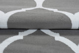 TAPISO Luxury Tapis Poils Ras Moderne Gris Blanc Géométrique Trèfle Marocain Tapis Salon Chambre Adulte Salle à Manger Bureau Oeko-TEX Résistant 160 x 220 cm