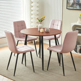Ensemble de table à manger ronde en bois avec chaises de salle à manger en velours 4 pièces pour petite salle à manger pour la maison, la cuisine, le bureau, la réunion, le café, couleur ros