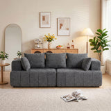HOMCOM Canapé 3 Places en Chenille 248 cm Large Assise Rembourrée Gris