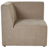 Canapé Modulable 3 Places et Pouf Ottoman en Velours Côtelé Taupe Lemvig