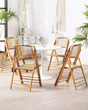 Lot de 4 Chaises de Salle à Manger Pliantes en Bambou Naturel et Rotin Parfaites pour Salon ou Cuisine au Style Boho Rustique et Colonial Beliani