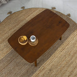 HOMN LIVING Table Basse Palma 1 Trou Couleur Noyer, Bois Massif, 100 cm (Largeur) 60 cm (Profondeur) 45 cm (Hauteur)
