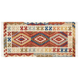 Tapis Kilim Multicolore en Laine 80 x 150 cm avec Frange Oriental Fait Main Oshakan