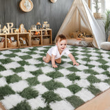Cekene Grands Tapis Salon Vert 200x300cm Tapis Ultra Doux Lavables pour Chambre Shaggy Moelleux Antidérapants Tapis de Sol pour Salon Enfants Salle de Jeux Dortoir