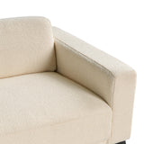 Canapé 3 Places Hauteur du Dossier Réglable Rembourré en Tissu Bouclé Blanc Cassé Ange