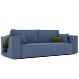 GREKPOL Sofa 240x105 cm - Canapé 3 Places Velours Côtelé - Bleu Canapé Convertible 3 Places avec Dossier rembourré