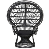 Beliani Fauteuil Style Bohème avec Coussin Assorti en Rotin Noir Emmanuelle