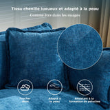 SoarFlash Canapé modulaire 2 Places 198 cm en Chenille Bleue avec Coussins