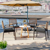 Zstar Chaise de Jardin, rotin tressé, Lot de 2, Coussins Inclus, Cadre métal, résistante aux intempéries, terrasse, Balcon, Piscine, Blanc, Confortable, mobilier extérieur, Noir