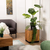 MACABANE Sam - Table d'appoint carrée 38x38cm Bois Suar piètement Noir