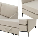 [en.casa] Canapé 2 Places Convertible Banquette Lit d'Appoint BZ Canapé-Lit Futon Divan pour Studio Salon Chambre d'Invité Acier Polyester 78 x 125 x 67 cm Beige