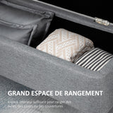 HOMCOM Banc de Rangement, Bout de lit, Coffre de Rangement en Tissu avec Pieds en Acier Noir, 101 x 38,5 x 44,5 cm, Gris