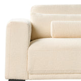 Canapé 3 Places Hauteur du Dossier Réglable Rembourré en Tissu Bouclé Blanc Cassé Ange