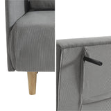 sweeek - Canapé Convertible 2 Places scandinave Velours côtelé Gris Clair - Panam - Pieds Bois. Banquette. Dossier inclinable