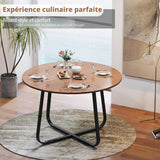 Suuiwau Table de salle à manger ronde 120 cm en bois marron noyer moderne pour cuisine, salon, salle à manger, terrasse, cour, café, bureau et autres endroits