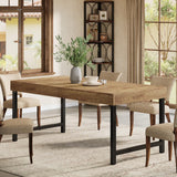 Tribesigns Table de salle à manger rectangulaire industrielle pour 4 à 6 personnes, 140 cm Table à Manger, avec pieds en métal robustes pour la maison, la salle à manger, petit espace, marron rustique