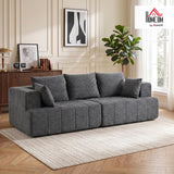 HOMCOM Canapé 3 Places en Chenille 248 cm Large Assise Rembourrée Gris