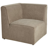 Canapé Modulable 3 Places et Pouf Ottoman en Velours Côtelé Taupe Lemvig