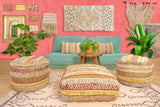 Mandala Life ART Bohemian Stool Ottoman Cover -35x45 cm - Tabouret de Luxe au décor Artisanal pour la méditation, Le Yoga et Le Tabouret Boho Chic